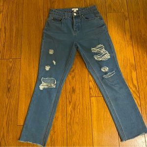 Warm blue ripped jeans, size 24